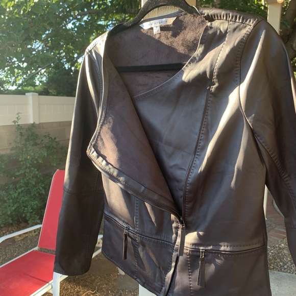 Max Studio vegan leather dark brown chocolate jacket size M - Picture 4 of 13
